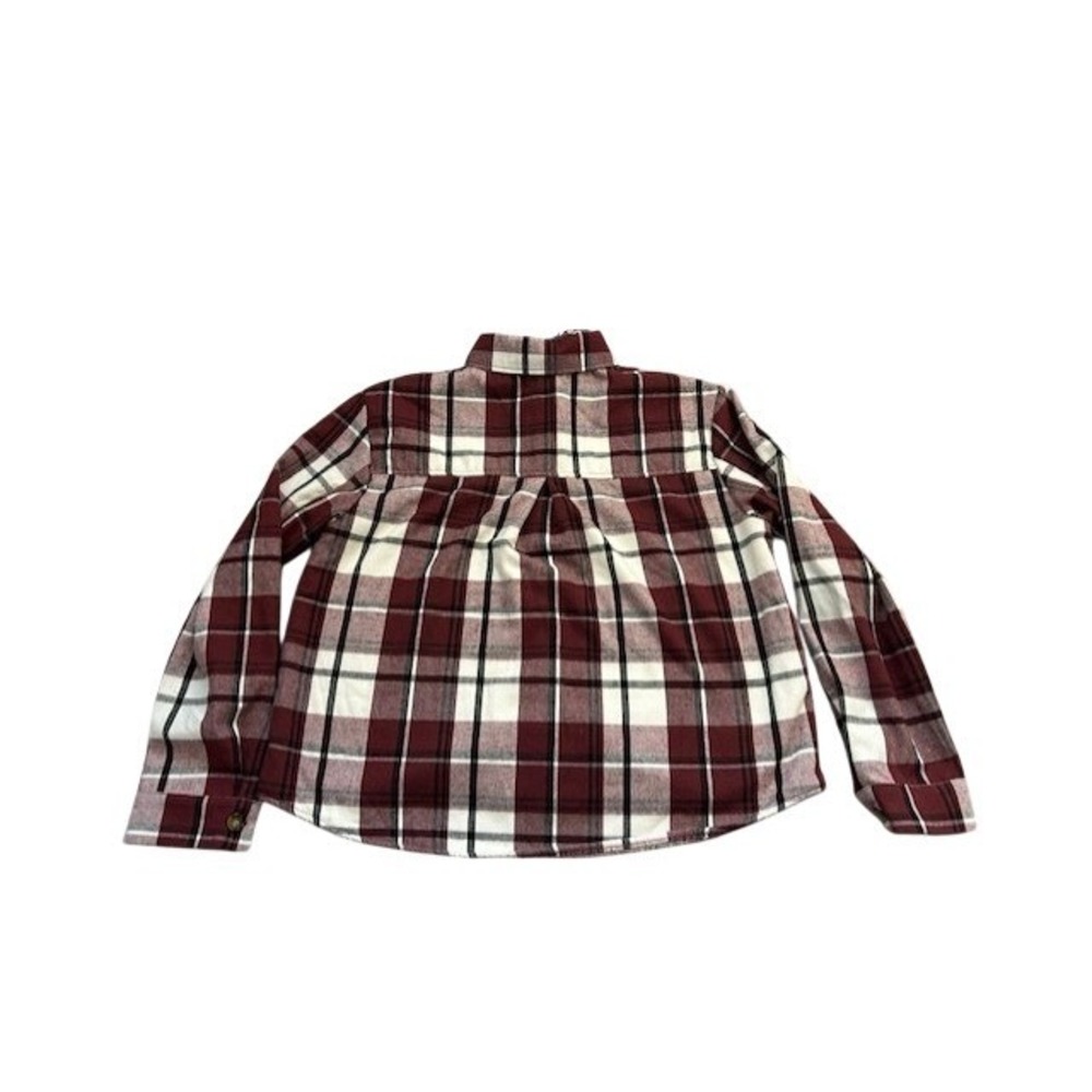 Jolie & Joy Women Plaid Sherpa Lined Flannel Shirt Burgundy White JAP1338N Small - Picture 2 of 8
